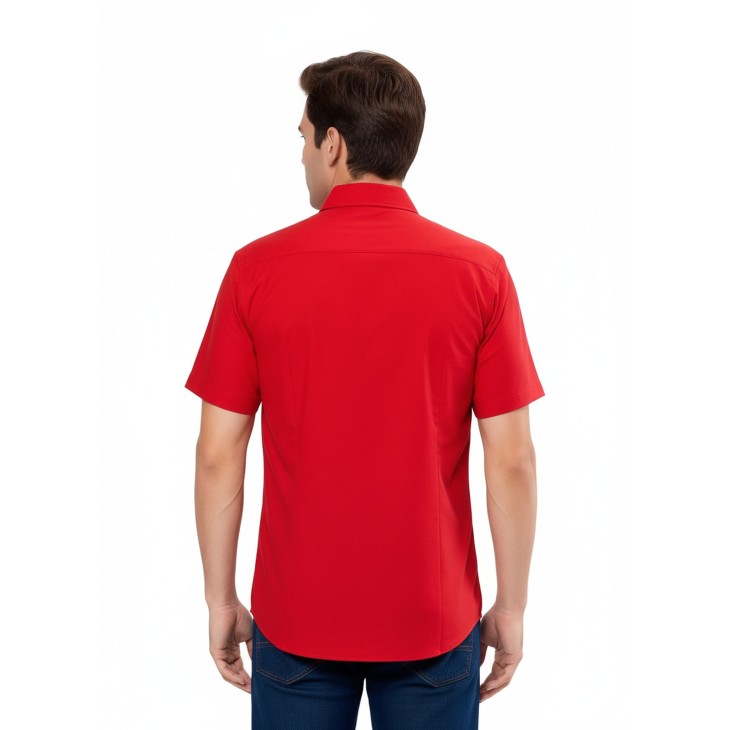 Camisa social vermelha de tricoline manga curta