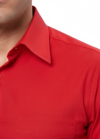 Camisa social vermelha de tricoline manga curta