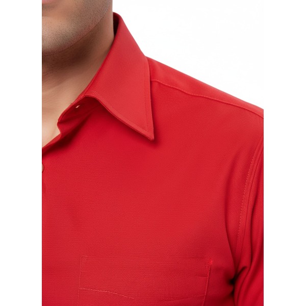 Camisa social vermelha de tricoline manga curta