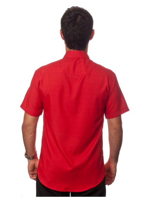 Camisa social vermelha de tricoline manga curta