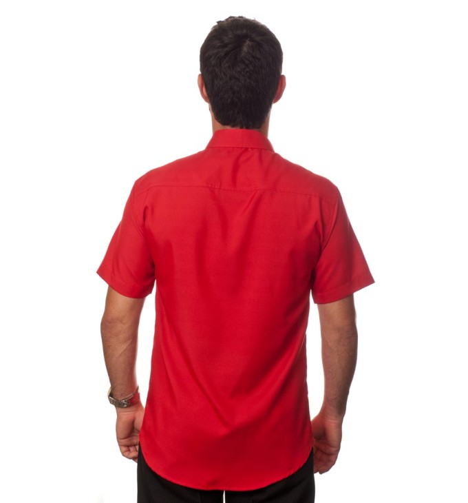 Camisa social vermelha de tricoline manga curta Camisa social vermelha de tricoline manga curta