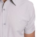 Camisa social cinza clara masculina de tricoline manga curta