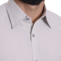 Camisa social cinza clara masculina de tricoline manga curta