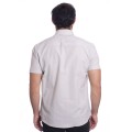 Camisa social cinza clara masculina de tricoline manga curta