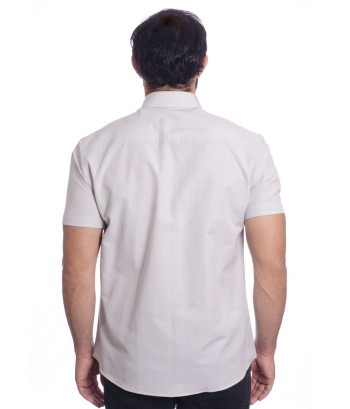 Camisa social cinza clara masculina de tricoline manga curta
