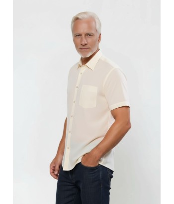 Camisa social pérola masculina de tricoline manga curta