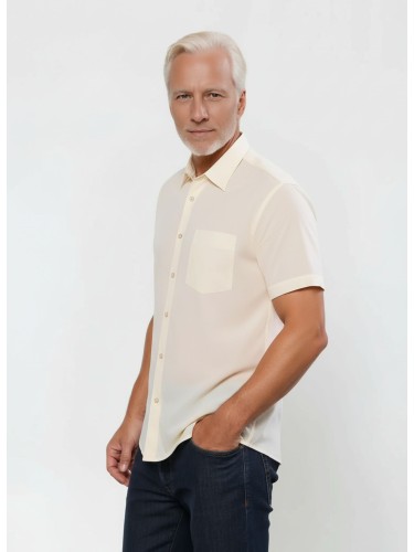 Camisa social pérola masculina de tricoline manga curta