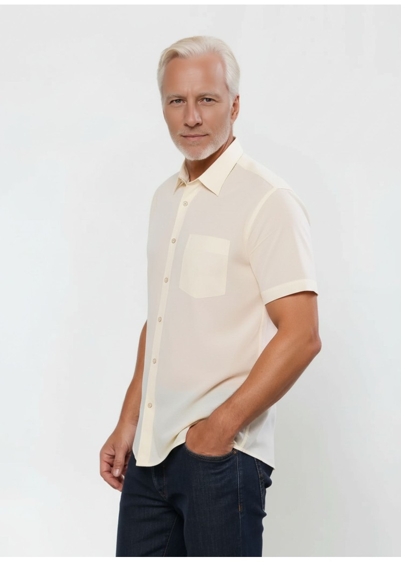 Camisa social pérola masculina de tricoline manga curta