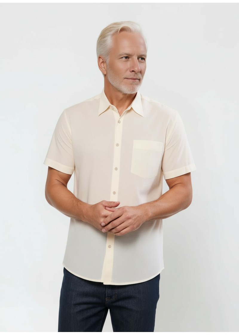 Camisa social pérola masculina de tricoline manga curta