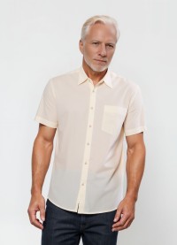 Camisa social pérola masculina de tricoline manga curta