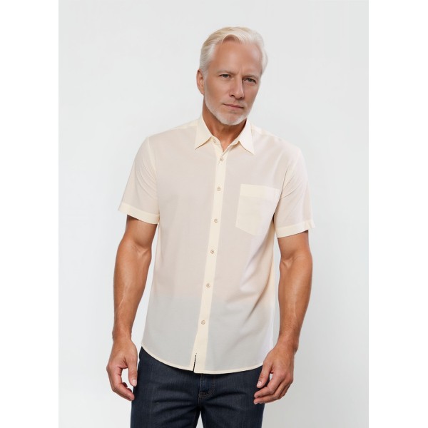 Camisa social pérola masculina de tricoline manga curta