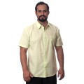 Camisa social verde claro masculina de tricoline manga curta