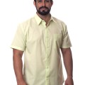 Camisa social verde claro masculina de tricoline manga curta