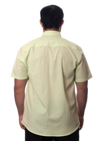 Camisa social verde claro masculina de tricoline manga curta