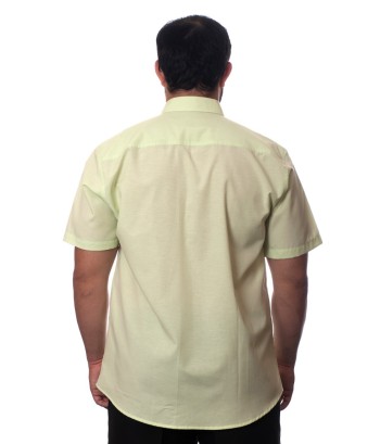 Camisa social verde claro masculina de tricoline manga curta