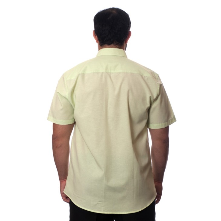 Camisa social verde claro masculina de tricoline manga curta