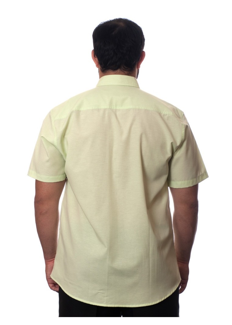 Camisa social verde claro masculina de tricoline manga curta