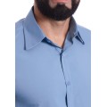 Camisa social azul claro masculina de tricoline manga curta