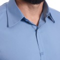 Camisa social azul claro masculina de tricoline manga curta