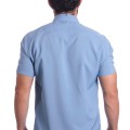Camisa social azul claro masculina de tricoline manga curta