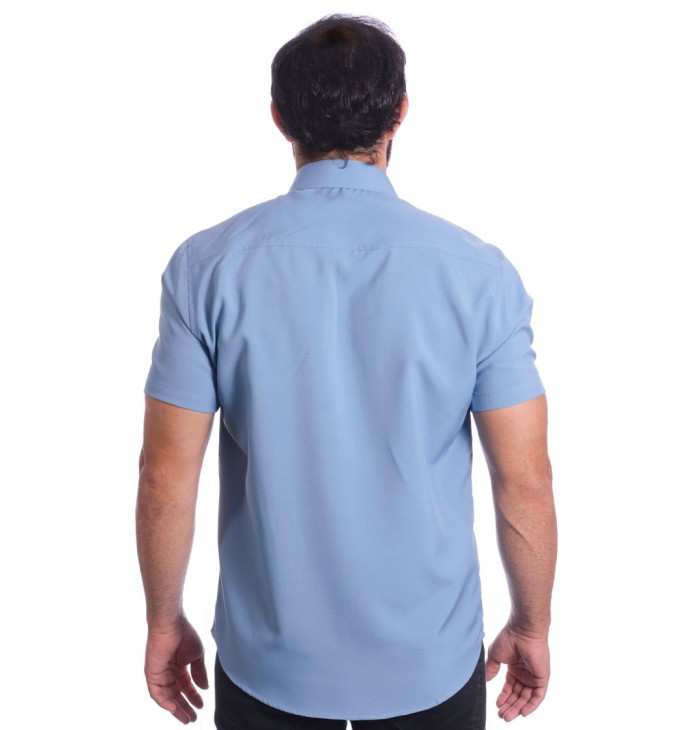 Camisa social azul claro masculina de tricoline manga curta Camisa social azul claro masculina de tricoline manga curta