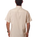 Camisa social bege de tricoline manga curta