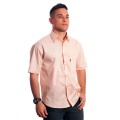 Camisa social salmão masculina de tricoline manga curta