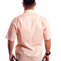 Camisa social salmão masculina de tricoline manga curta