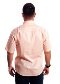 Camisa social salmão masculina de tricoline manga curta
