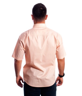 Camisa social salmão masculina de tricoline manga curta