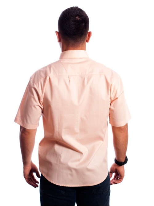 Camisa social salmão masculina de tricoline manga curta