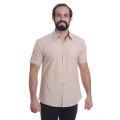 Camisa social cáqui masculina de tricoline manga curta