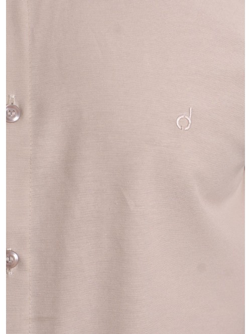 Camisa social cáqui masculina de tricoline manga curta