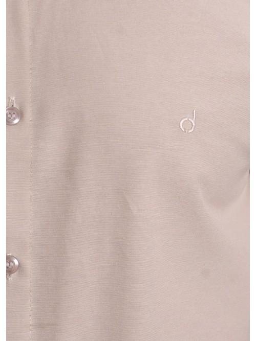 Camisa social cáqui masculina de tricoline manga curta Camisa social cáqui masculina de tricoline manga curta