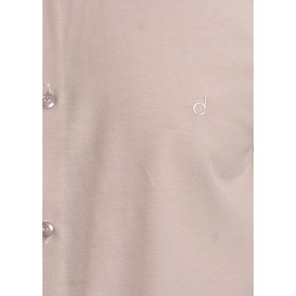 Camisa social cáqui masculina de tricoline manga curta