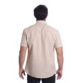 Camisa social cáqui masculina de tricoline manga curta