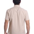 Camisa social cáqui masculina de tricoline manga curta