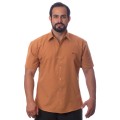 Camisa social caramelo de tricoline manga curta Camisa social caramelo de tricoline manga curta