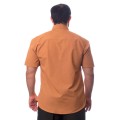 Camisa social caramelo de tricoline manga curta