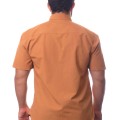 Camisa social caramelo de tricoline manga curta
