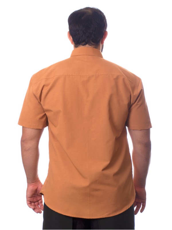 Camisa social caramelo de tricoline manga curta Camisa social caramelo de tricoline manga curta