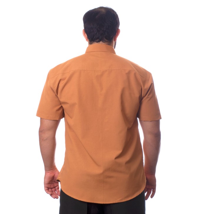Camisa social caramelo de tricoline manga curta Camisa social caramelo de tricoline manga curta