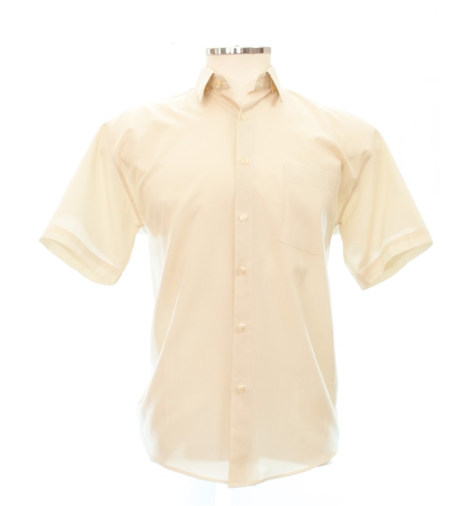 Camisa social pérola masculina de tricoline manga curta Camisa social pérola masculina de tricoline manga curta