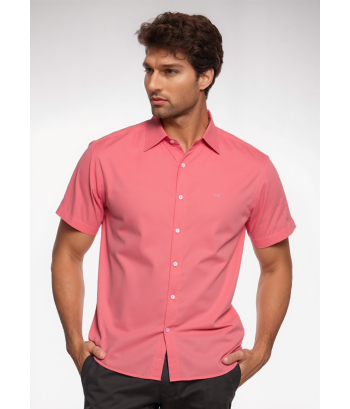 Camisa social goiaba masculina de tricoline manga curta