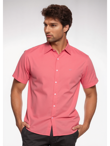 Camisa social goiaba masculina de tricoline manga curta