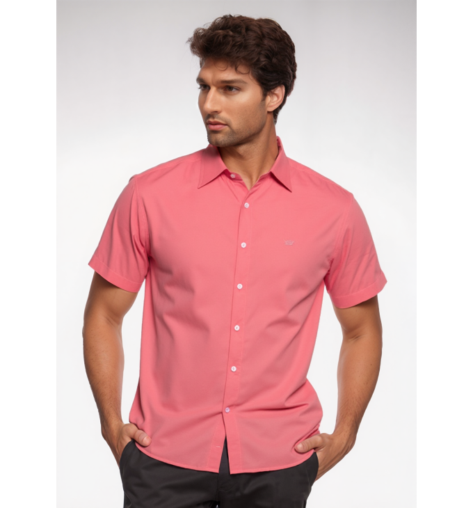 Camisa social goiaba masculina de tricoline manga curta Camisa social goiaba masculina de tricoline manga curta
