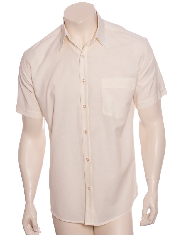 Camisa social pérola masculina de tricoline manga curta Camisa social pérola masculina de tricoline manga curta