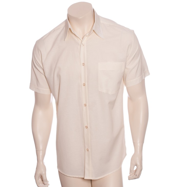 Camisa social pérola masculina de tricoline manga curta Camisa social pérola masculina de tricoline manga curta