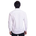 Camisa social branca masculina de tricoline manga longa