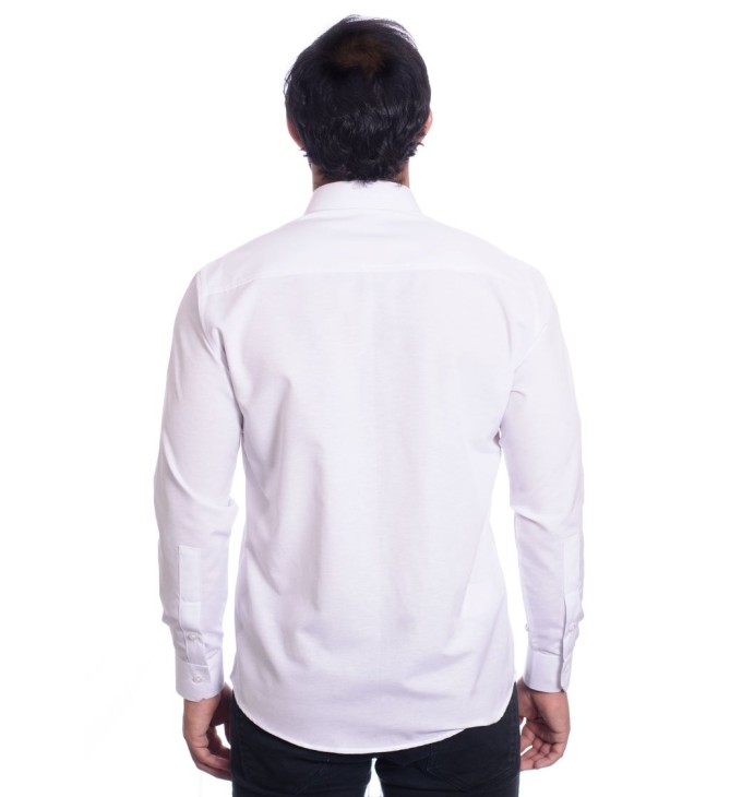 Camisa social branca masculina de tricoline manga longa Camisa social branca masculina de tricoline manga longa